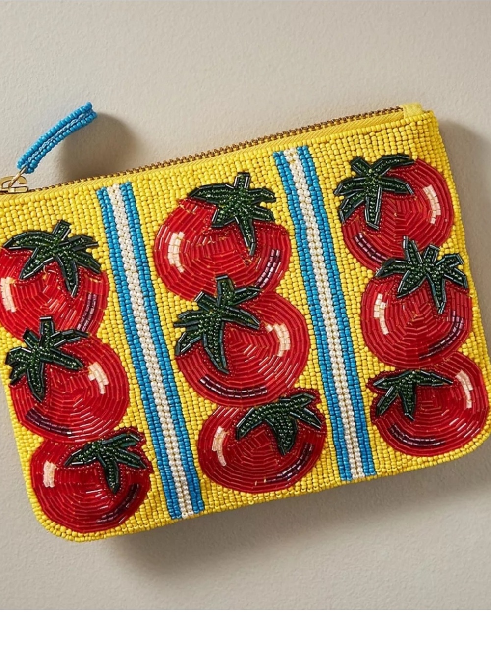 Anthropologie tomato beaded clutch